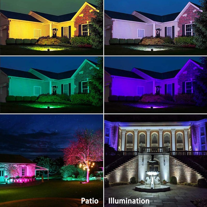 MELPO ضوء الفيضانات LED بقوة 500 واط مكافئ، أضواء خارجية ملونة RGBW مع جهاز تحكم عن بعد، 50 واط، 5000 مل 2700 ك، 120 لون، توقيت، قابل للتعتيم، أوضاع مخصصة، إضاءة المناظر الطبيعية (4 عبوات) - Image 5
